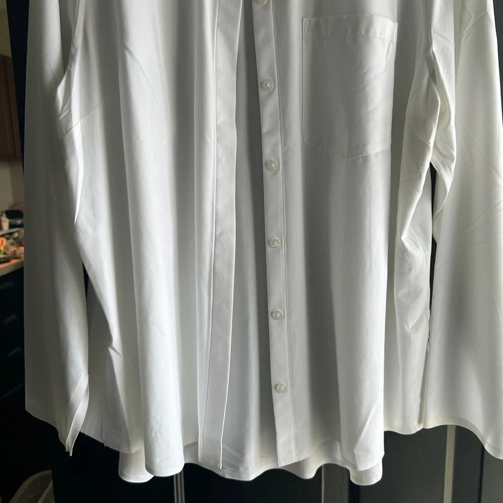 Athleta White Collared Button-Up Blouse - Picture 5 of 6